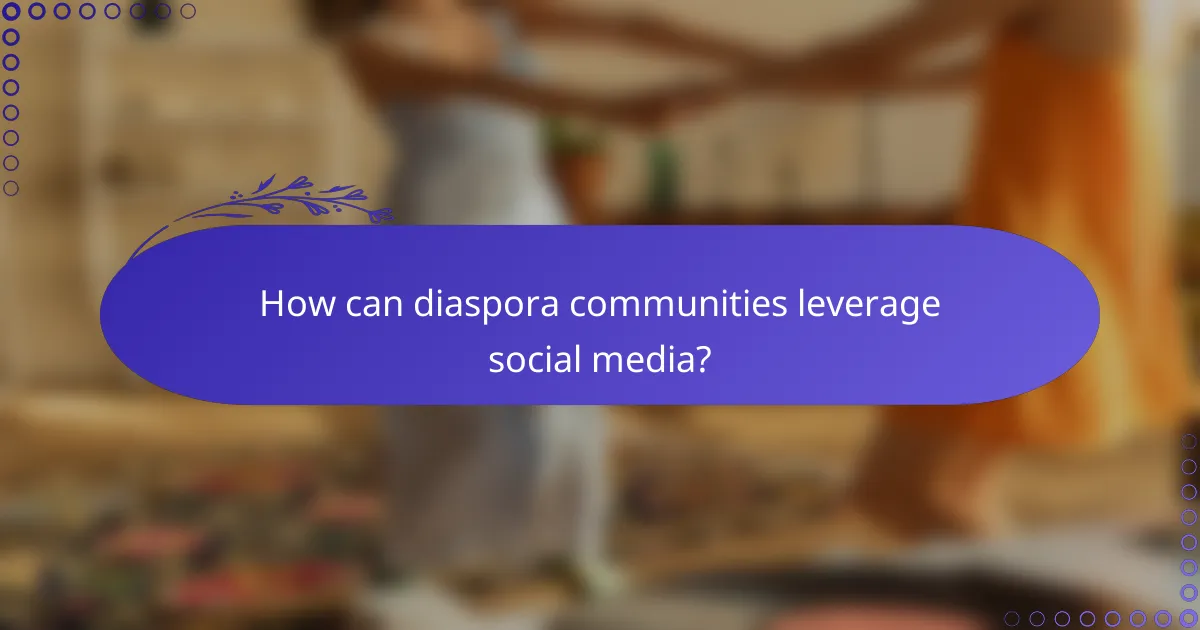 How can diaspora communities leverage social media?