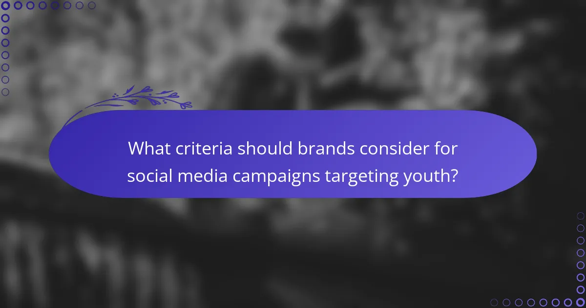 What criteria should brands consider for social media campaigns targeting youth?